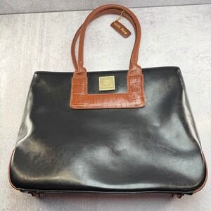 BelleRose Black Leather Large Structured Handbag Purse Rotary International